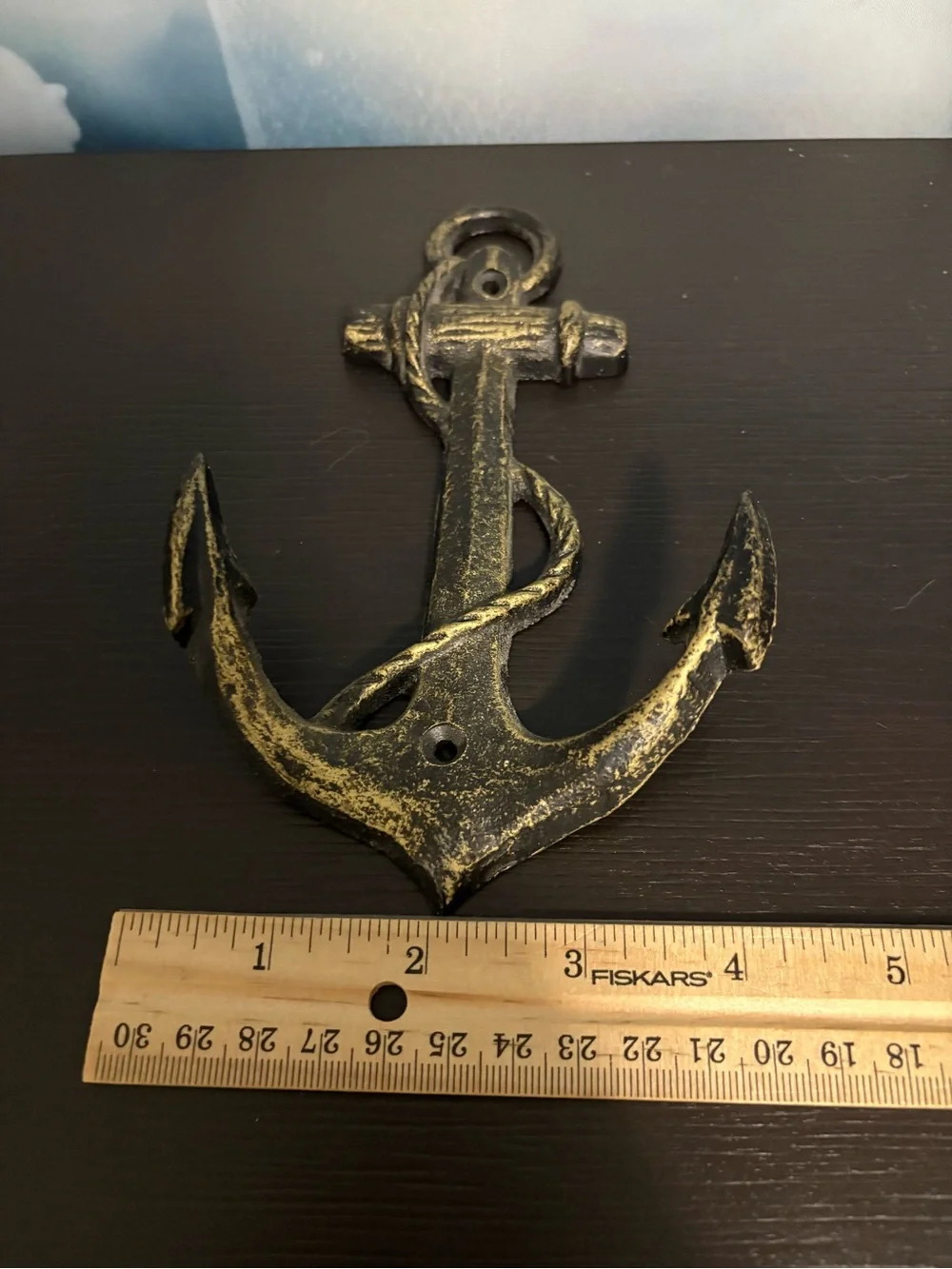 Vintage Nautical Anchor Hook Antique bronze finish cast iron. Preowned.